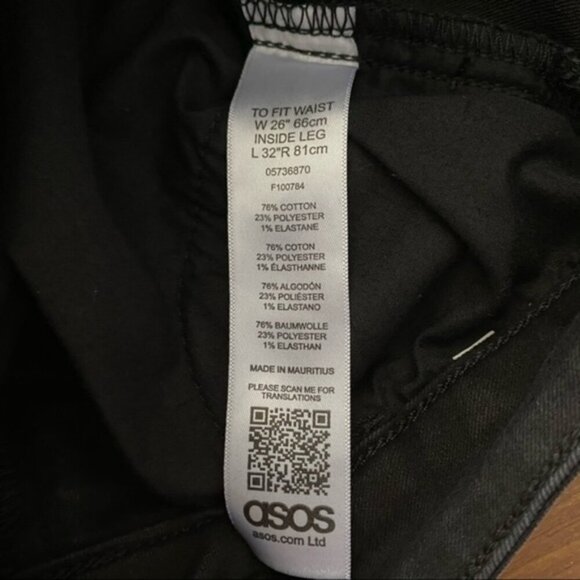 Asos Black Denim Jean Waist 26 - Picture 9 of 9
